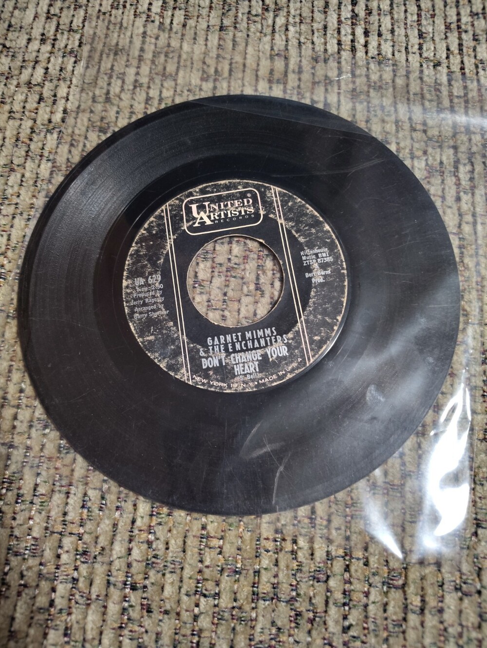 Soul 45 Garnet Mimms & The Enchanters - Don'T Change Your Heart / Cry Baby On UA